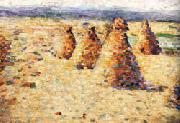 Charles Angrand Hay ricks in Normandy painting